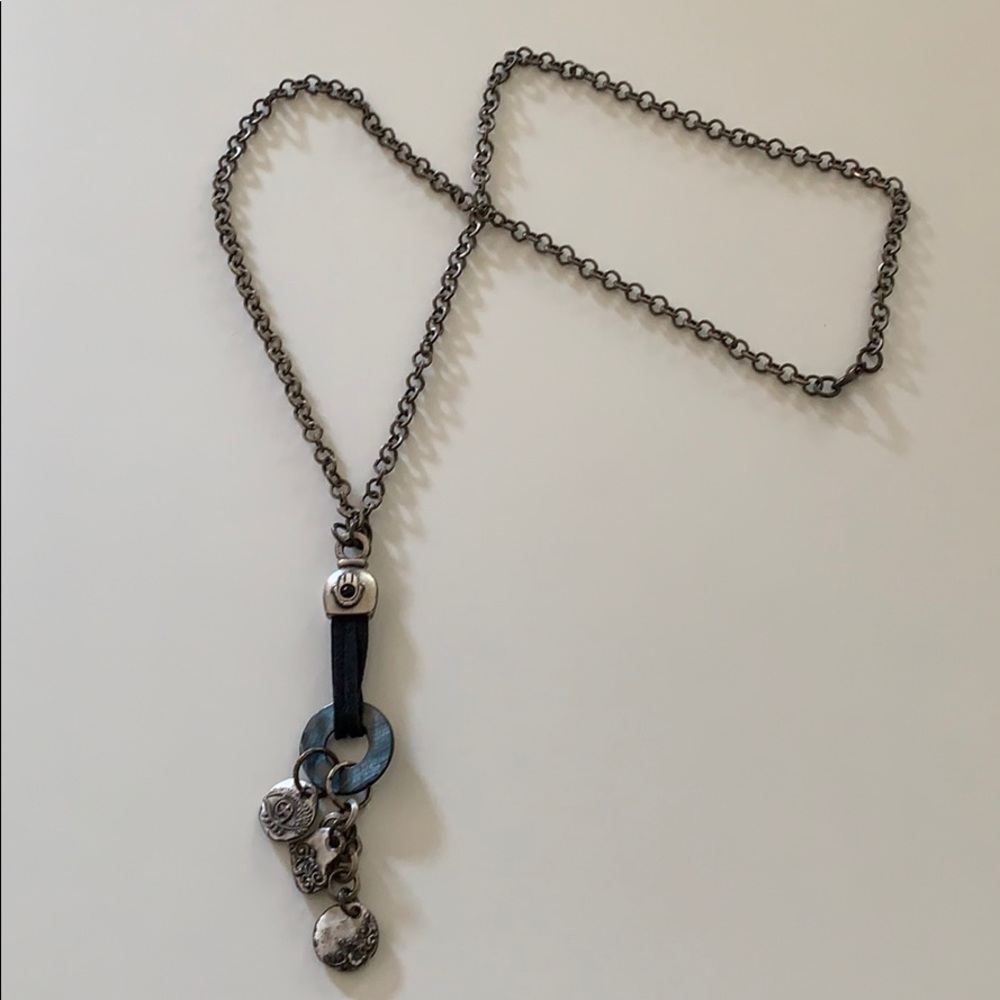 Danon silver plated long necklace with hamsa heart